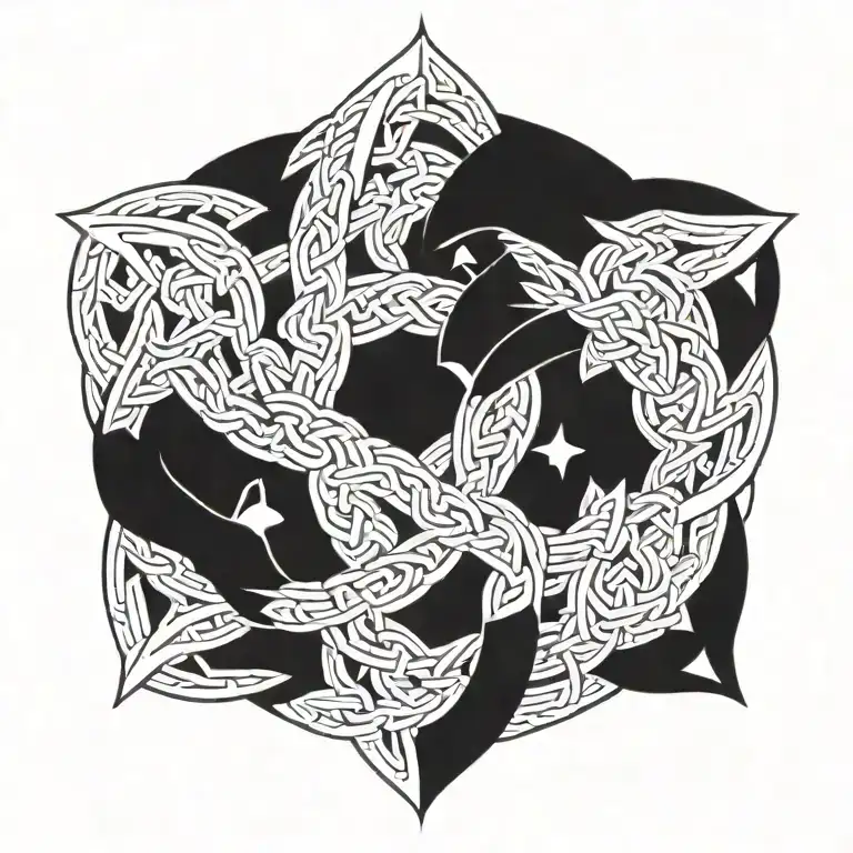 Celtic knotwork design incorporating elements of cyber security symbols tattoo design idea