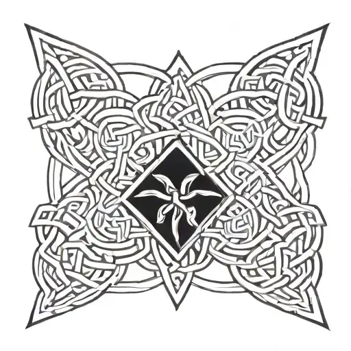 Celtic knotwork design incorporating elements of cyber security symbols tattoo design idea