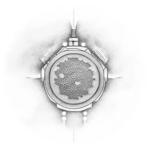 A detailed tattoo of a microphone with rock music symbols and a subtle tribute to Linkin Park in a dotwork style tattoo design idea