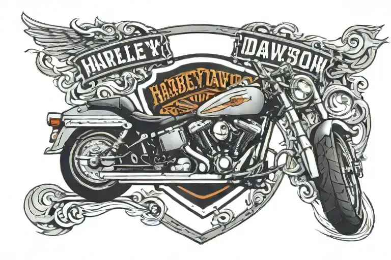 harley davidson bar and shield tattoo design idea