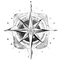 A compass rose with surfboard icons pointing in different directions tattoo design idea
