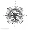 A compass rose with surfboard icons pointing in different directions tattoo design idea