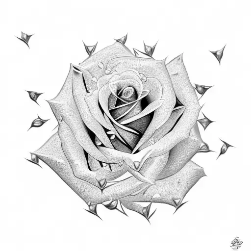 Diamond jewal surrounded by  rose thorns tattoo design idea