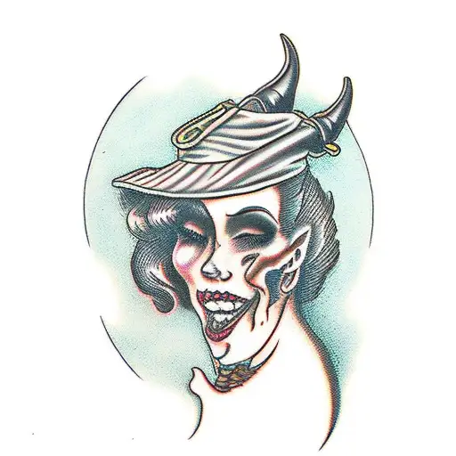 witch burning on stake tattoo design idea