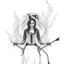 witch burning on stake tattoo design idea