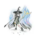 witch burning on stake tattoo design idea