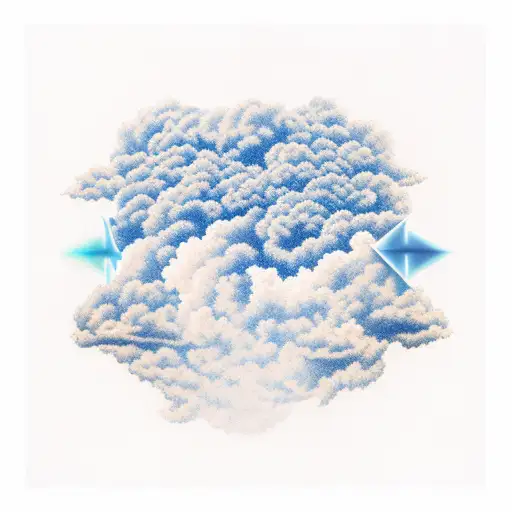 cloud with vertical dark blue lightning and the name "Tony" in the middle of bolt tattoo design idea