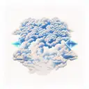 cloud with vertical dark blue lightning and the name "Tony" in the middle of bolt tattoo design idea