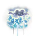 cloud with vertical dark blue lightning and the name "Tony" in the middle of bolt tattoo design idea