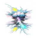 dark cloud with vertical dark blue lightning tattoo design idea