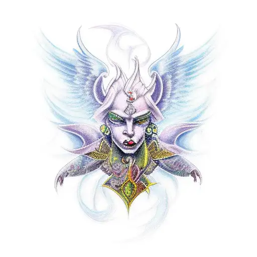 A new-school tattoo depicting a mythical creature representing the balance between angels and demons tattoo design idea