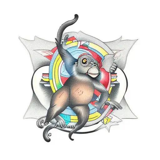 Monkey, turtle and bear tattoo design idea