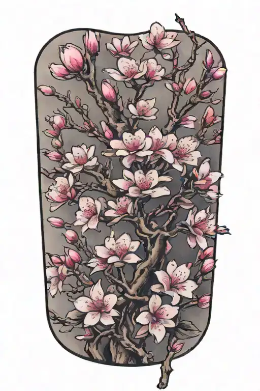 Japanese cherry blossom wrap my arm mascular tattoo design idea