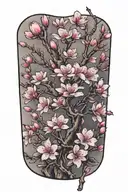 Japanese cherry blossom wrap my arm mascular tattoo design idea