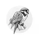 Kestrel rolling a 20 sided dice tattoo design idea