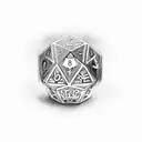 Kestrel rolling a 20 sided dice tattoo design idea