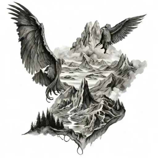 lord of the rings misty mountains  tattoo design idea