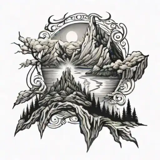 lord of the rings misty mountains  tattoo design idea