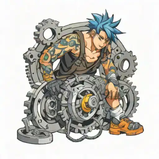 gear mechanic working tattoo design idea