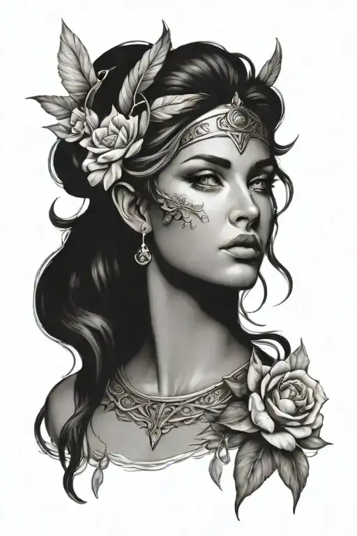 Greek goddess sexy fit tattoo design idea