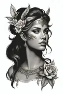 Greek goddess sexy fit tattoo design idea