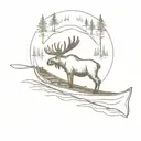 moose on canoe tattoo design idea