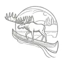 moose on canoe tattoo design idea