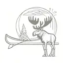 moose on canoe tattoo design idea