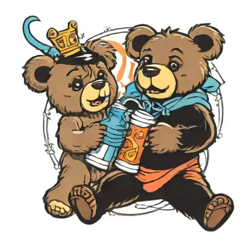 thunder buddies! teddy bear bong circle supernova Queen Elizabeth tattoo design idea