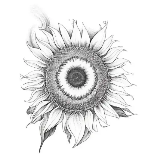 sunflower with 3 birds aquarius tattoo design idea