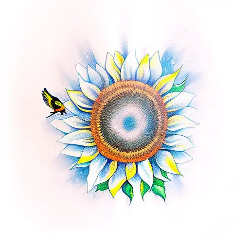 sunflower 3 birds aquarius tattoo design idea