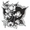 lotus flower with ginkgo leaves tattoo design idea