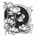 lotus flower with ginkgo leaves tattoo design idea
