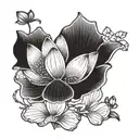 lotus flower with ginkgo leaves tattoo design idea