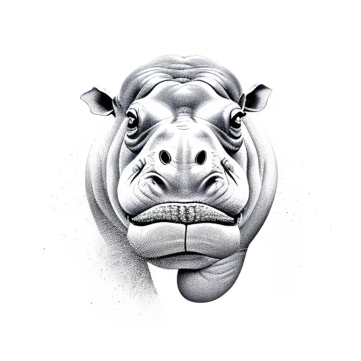 hippopotamus head closed mouth tattoo design idea