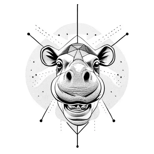 hippopotamus head closed mouth tattoo design idea