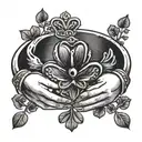 claddagh ring around a four leaf clover  tattoo design idea