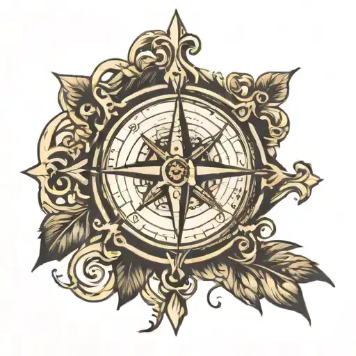 cross intertwined with compass tattoo design idea