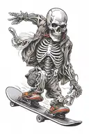 skeleton riding snowboard tattoo design idea