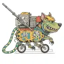 The name of the M20 neighborhood WITH A BOY OF YOU A DIBERMAN ON A LEASH WITH SOME BARS  tattoo design idea