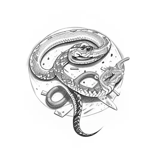 slice of pizza with a snake and a mma's cage tattoo design idea