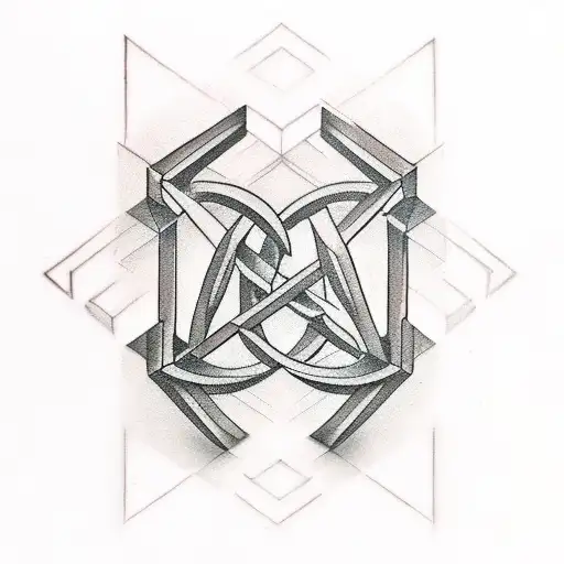 A realistic depiction of a Penrose triangle tattoo design idea