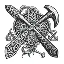 nordic runes and axe tattoo design idea