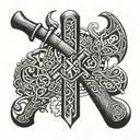nordic runes and axe tattoo design idea