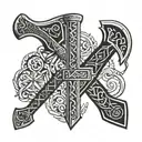 nordic runes and axe tattoo design idea