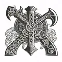 nordic runes and axe tattoo design idea