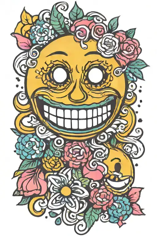 preppy smiley face tattoo design idea
