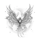 phoenix and broken chains tattoo design idea