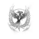 phoenix and broken chains tattoo design idea