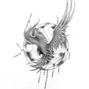 phoenix and broken chains tattoo design idea
